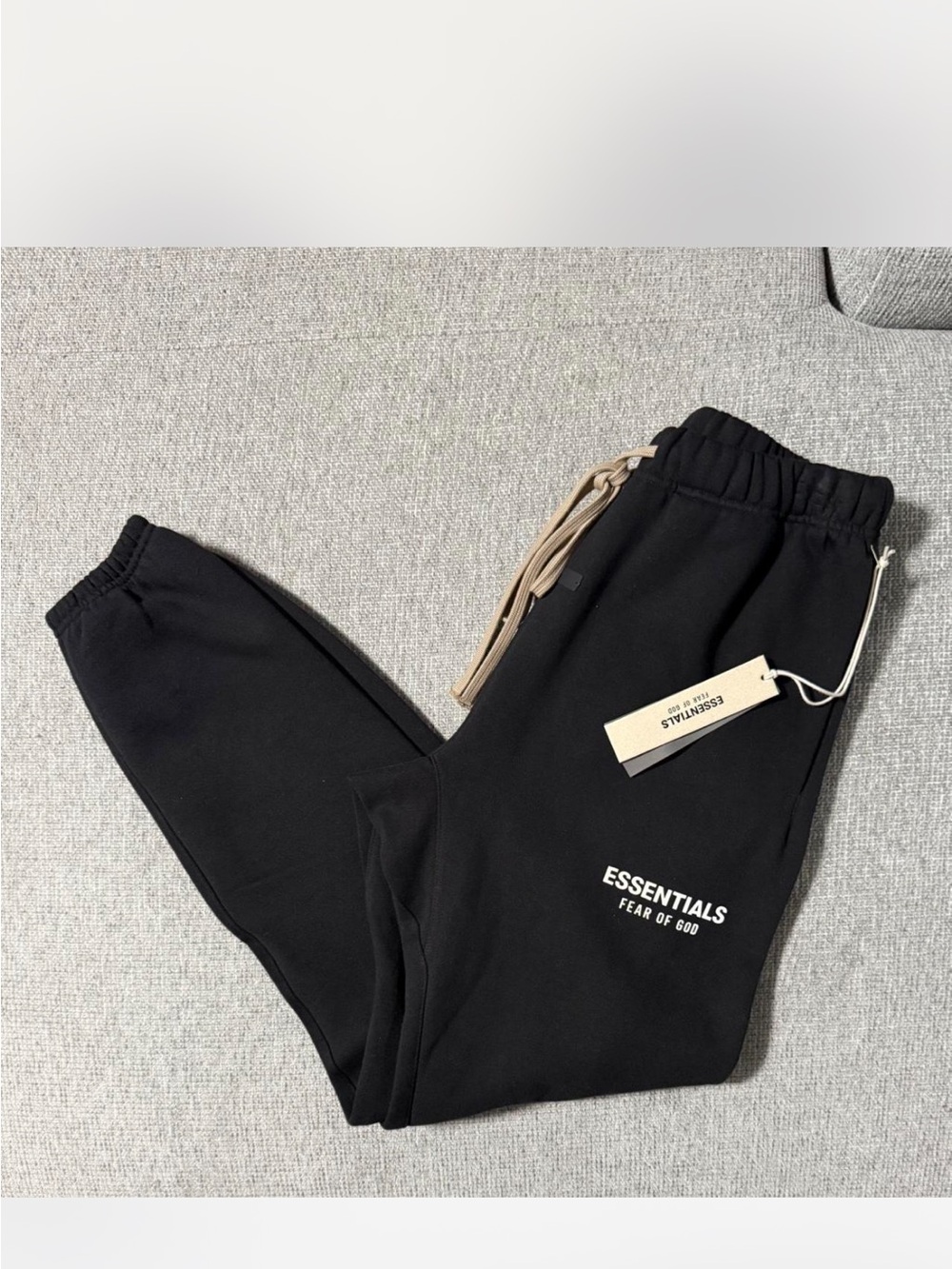 Essentials pants black with white latter